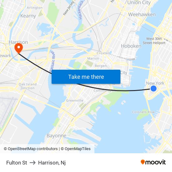 Fulton St to Harrison, Nj map