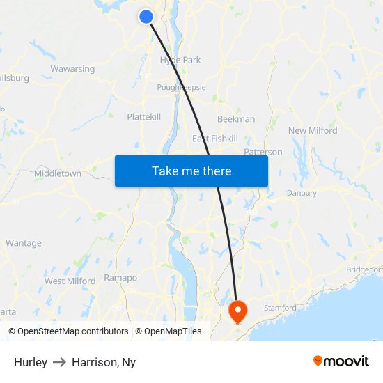 Hurley to Harrison, Ny map