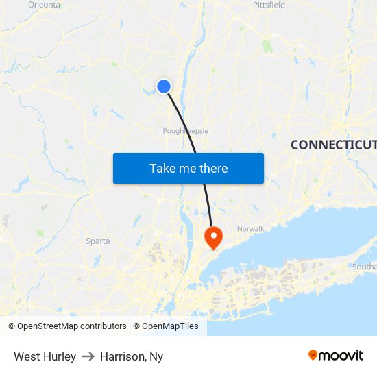 West Hurley to Harrison, Ny map