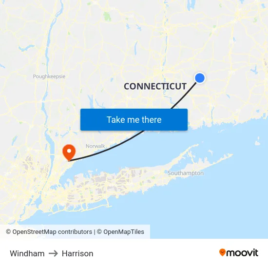 Windham to Harrison map