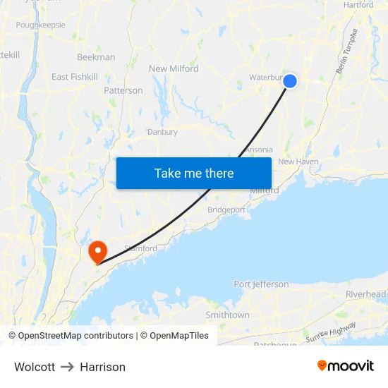 Wolcott to Harrison map