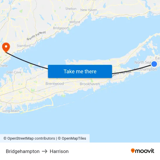 Bridgehampton to Harrison map