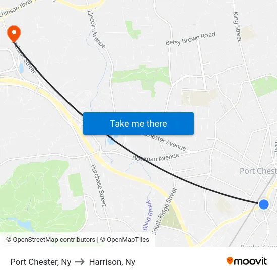Port Chester to Harrison, Ny map