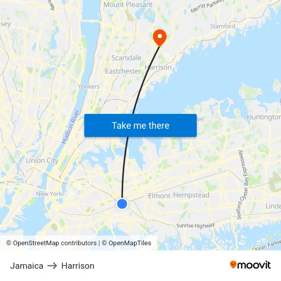 Jamaica to Harrison map