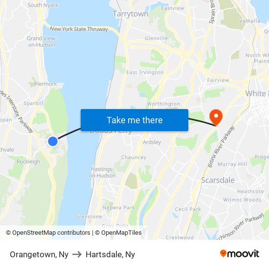 Orangetown, Ny to Hartsdale, Ny map