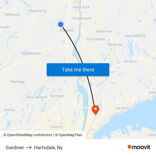 Gardiner to Hartsdale, Ny map