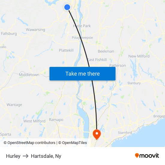 Hurley to Hartsdale, Ny map