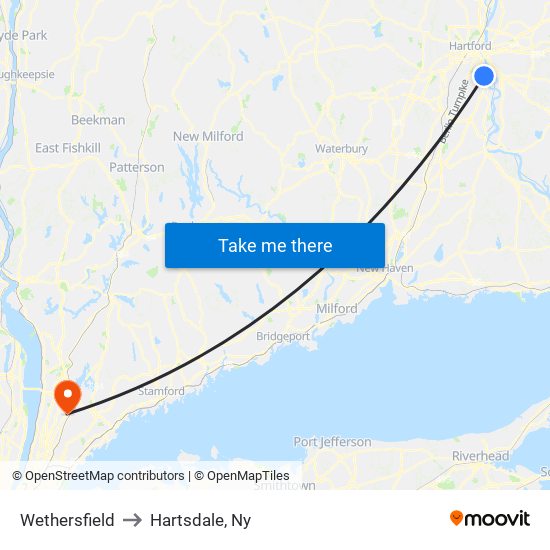 Wethersfield to Hartsdale, Ny map