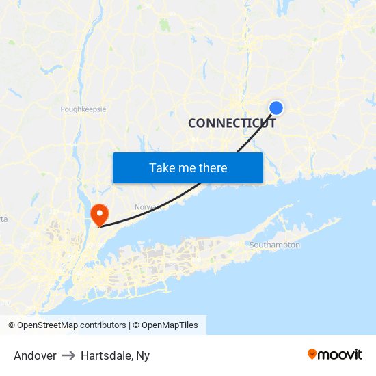 Andover to Hartsdale, Ny map