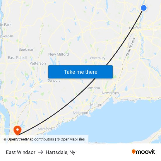 East Windsor to Hartsdale, Ny map