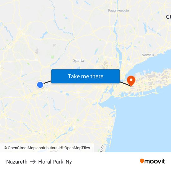 Nazareth to Floral Park, Ny map