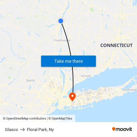 Glasco to Floral Park, Ny map