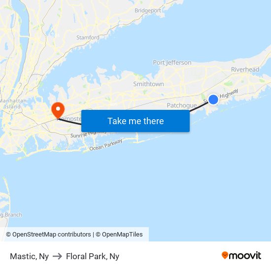 Mastic, Ny to Floral Park, Ny, New York New Jersey with public