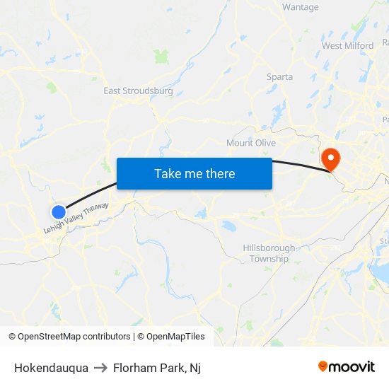 Hokendauqua to Florham Park, Nj map