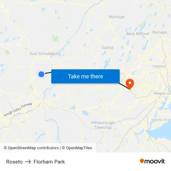 Roseto to Florham Park map