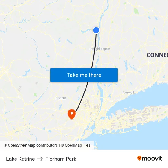 Lake Katrine to Florham Park map