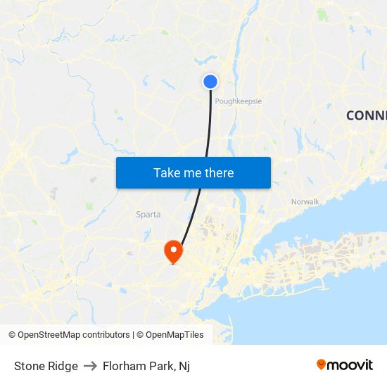 Stone Ridge to Florham Park, Nj map