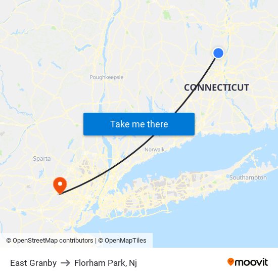 East Granby to Florham Park, Nj map