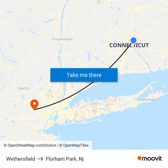 Wethersfield to Florham Park, Nj map