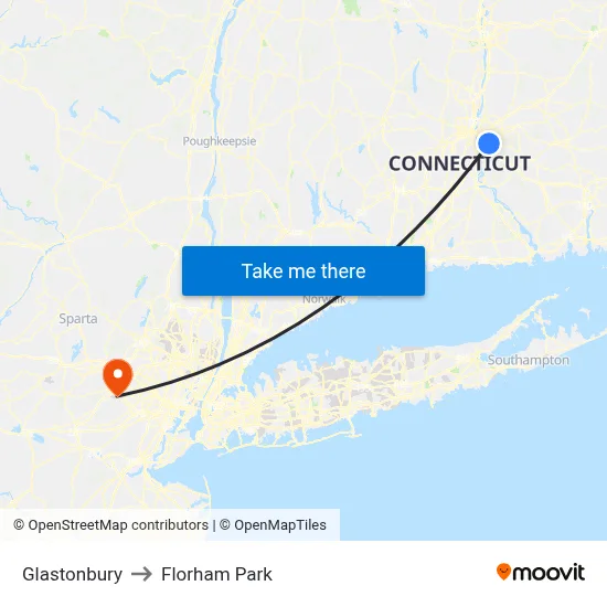 Glastonbury to Florham Park map