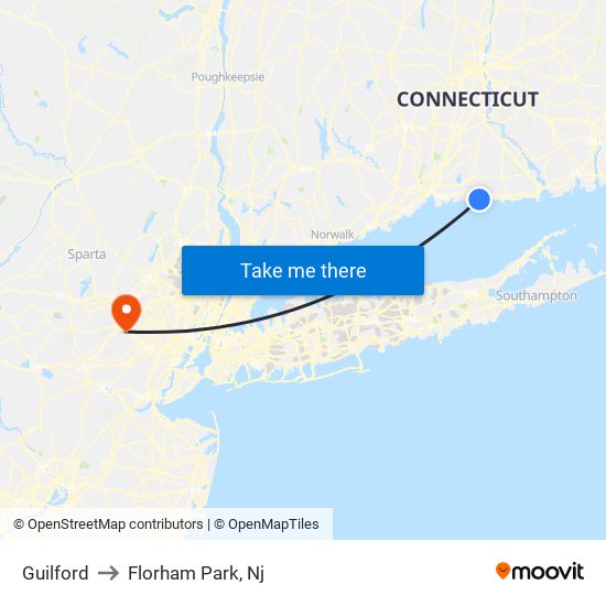 Guilford to Florham Park, Nj map