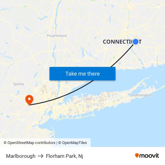 Marlborough to Florham Park, Nj map