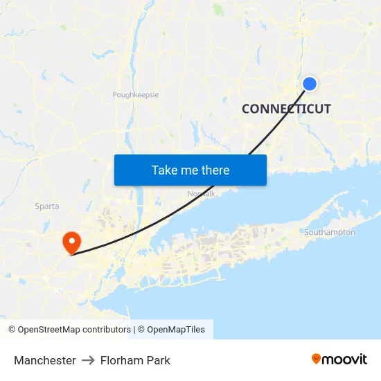 Manchester to Florham Park map