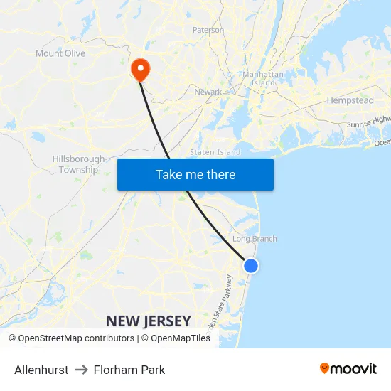 Allenhurst to Florham Park map
