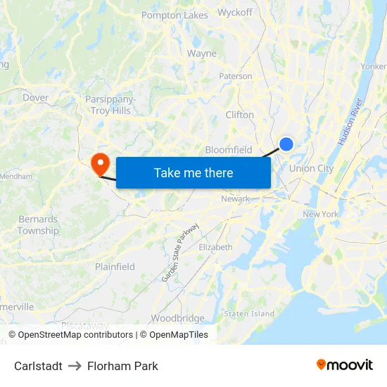 Carlstadt to Florham Park map