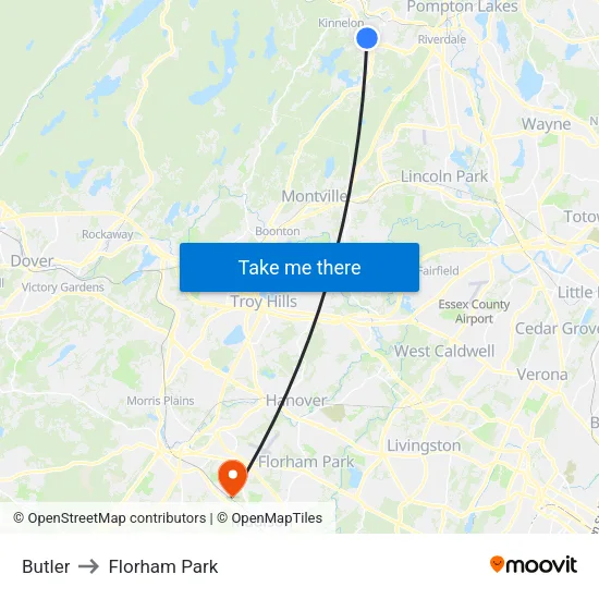Butler to Florham Park map