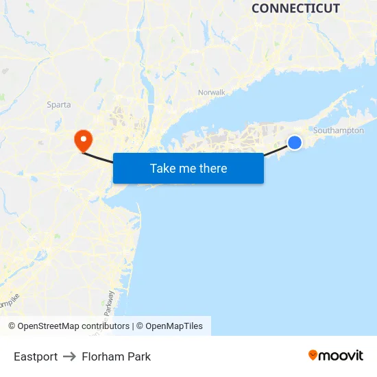 Eastport to Florham Park map