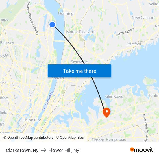 Clarkstown, Ny to Flower Hill, Ny map