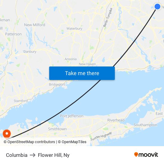 Columbia to Flower Hill, Ny map