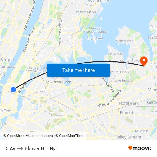 5 Av to Flower Hill, Ny map