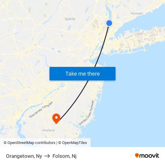 Orangetown, Ny to Folsom, Nj map