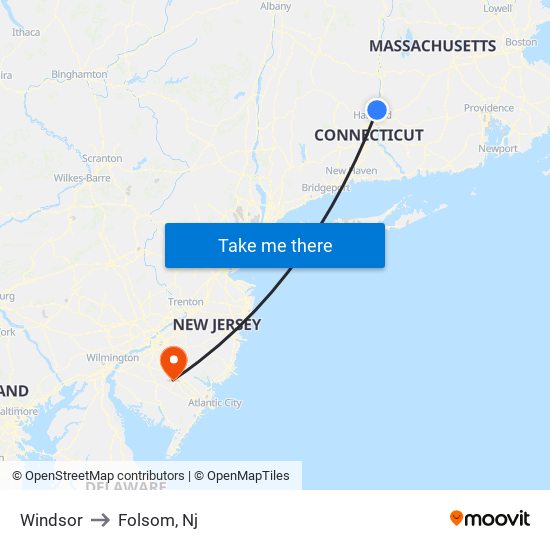 Windsor to Folsom, Nj map