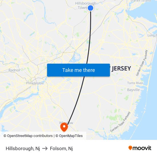 Hillsborough, Nj to Folsom, Nj map