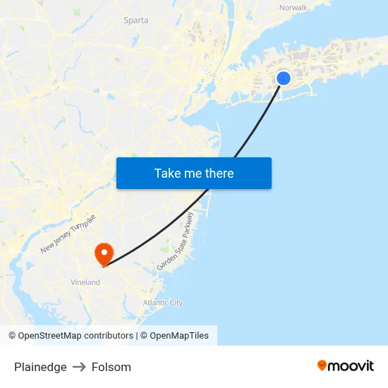 Plainedge to Folsom map