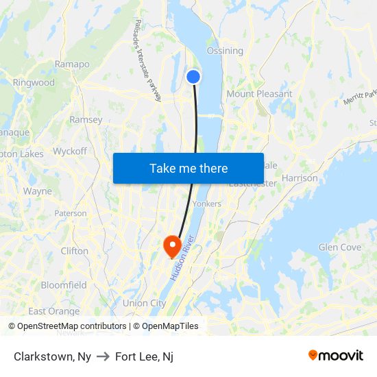 Clarkstown, Ny to Fort Lee, Nj map