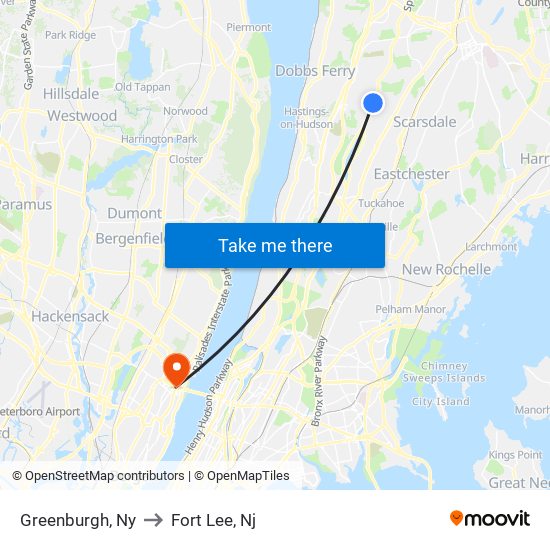 Greenburgh, Ny to Fort Lee, Nj map