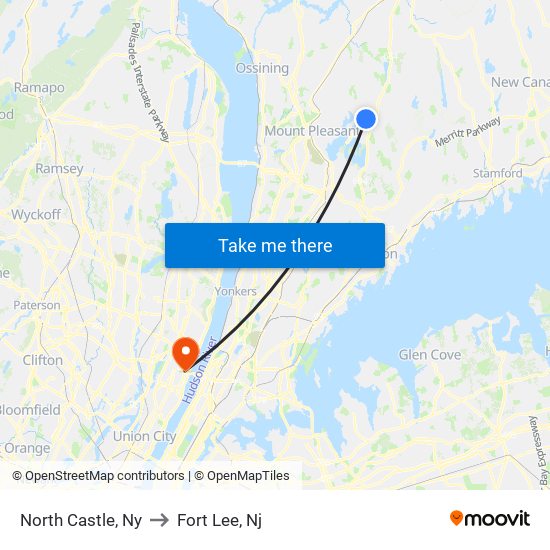 North Castle, Ny to Fort Lee, Nj map