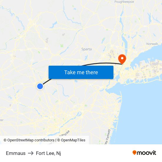 Emmaus to Fort Lee, Nj map