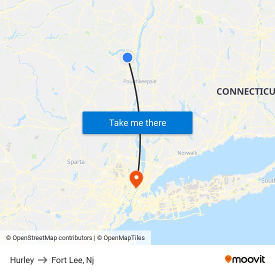 Hurley to Fort Lee, Nj map