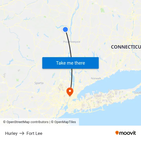 Hurley to Fort Lee map