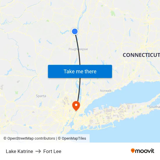 Lake Katrine to Fort Lee map