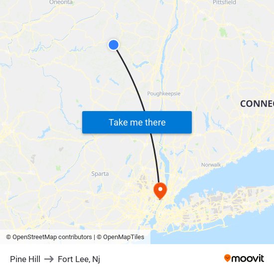 Pine Hill to Fort Lee, Nj map