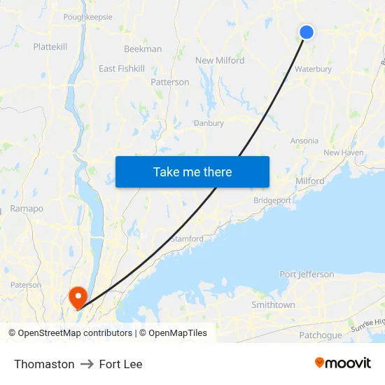Thomaston to Fort Lee map
