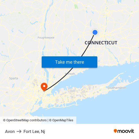 Avon to Fort Lee, Nj map