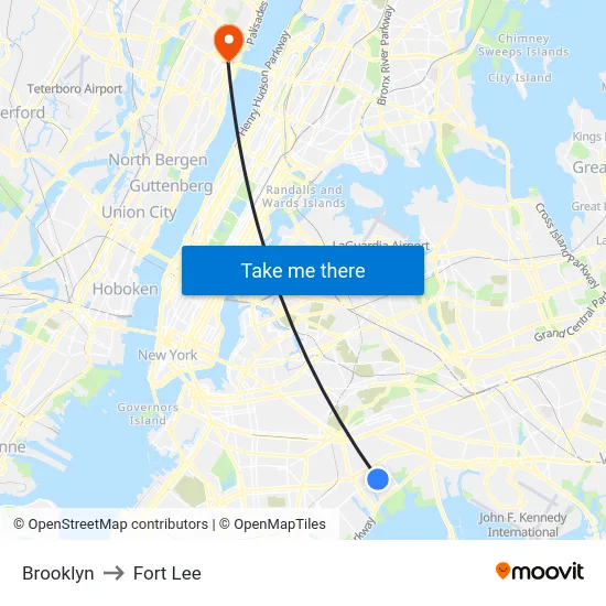 Brooklyn to Fort Lee map