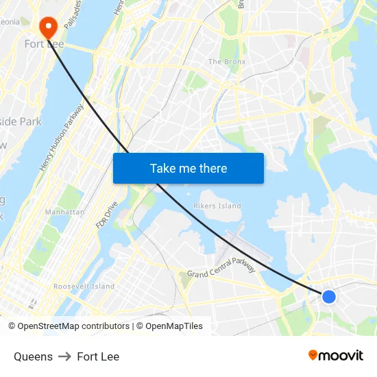 Queens to Fort Lee map